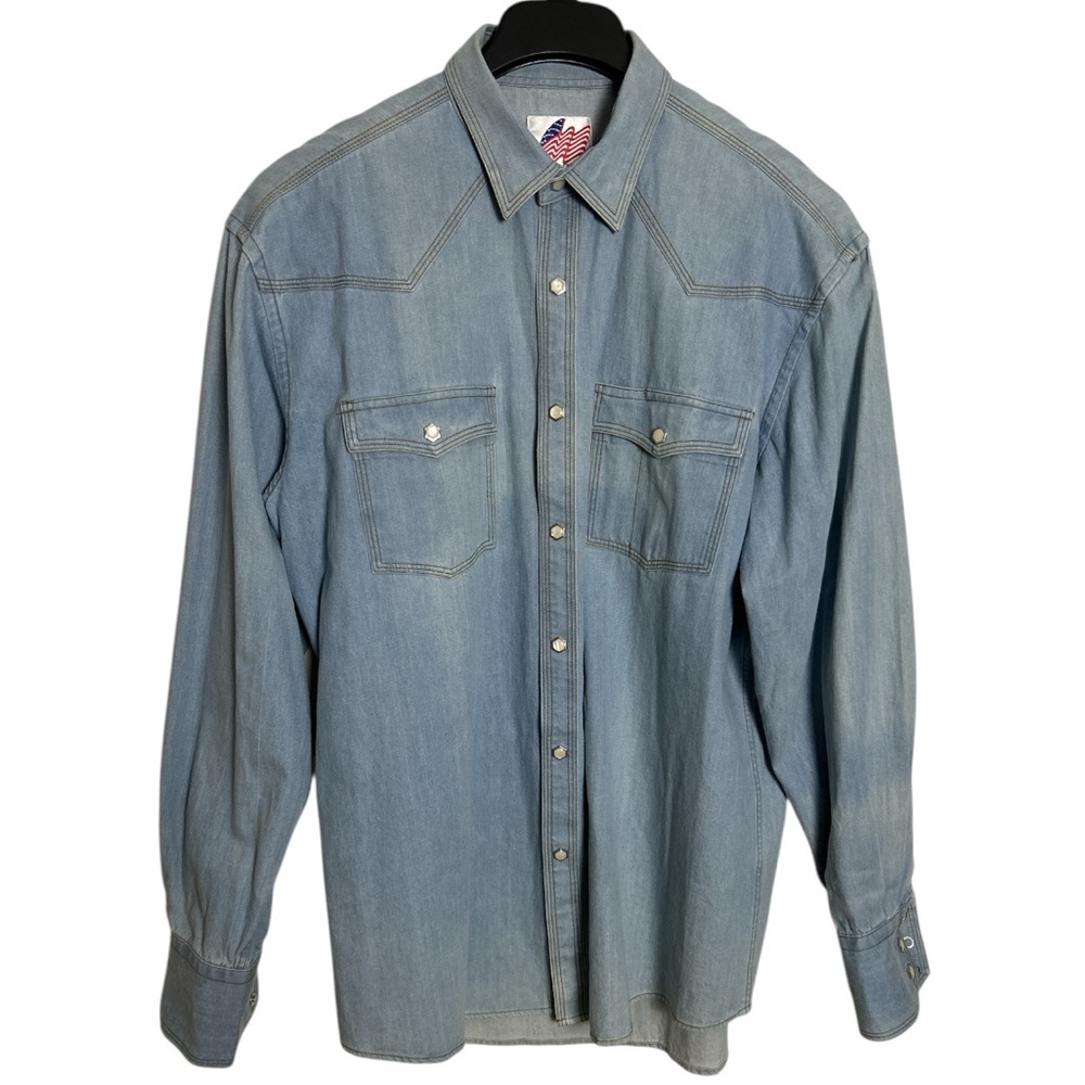 Acorn by Bob Goldfeder Button Front Western Denim Shirt Size L